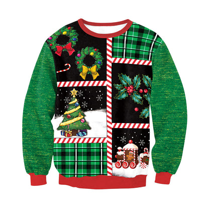 Christmas Stitching Loose Long-sleeved Couple Sweater