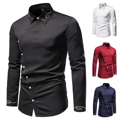 Men's Hollow Out Trend Embroidered Irregularity Long Sleeves Westen Cowboy Shirts