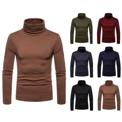 Men's Plus Size Fleece Warm Turtle Neck Long Sleeves T-shirt