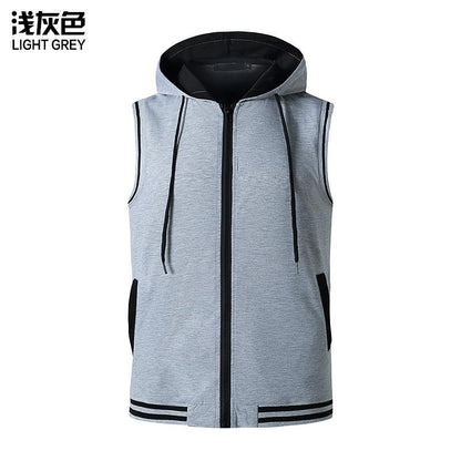 Men's Workout Hooded Vest Workout Fitness Muscle Sleeveless Workout T-shirt