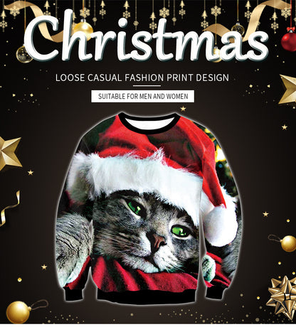 Christmas Kitten Crew Neck Couple Sweater