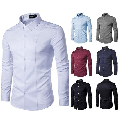 Men's Fashion Youth Solid Color Henry Stand-Up Collar Underwear Shirts