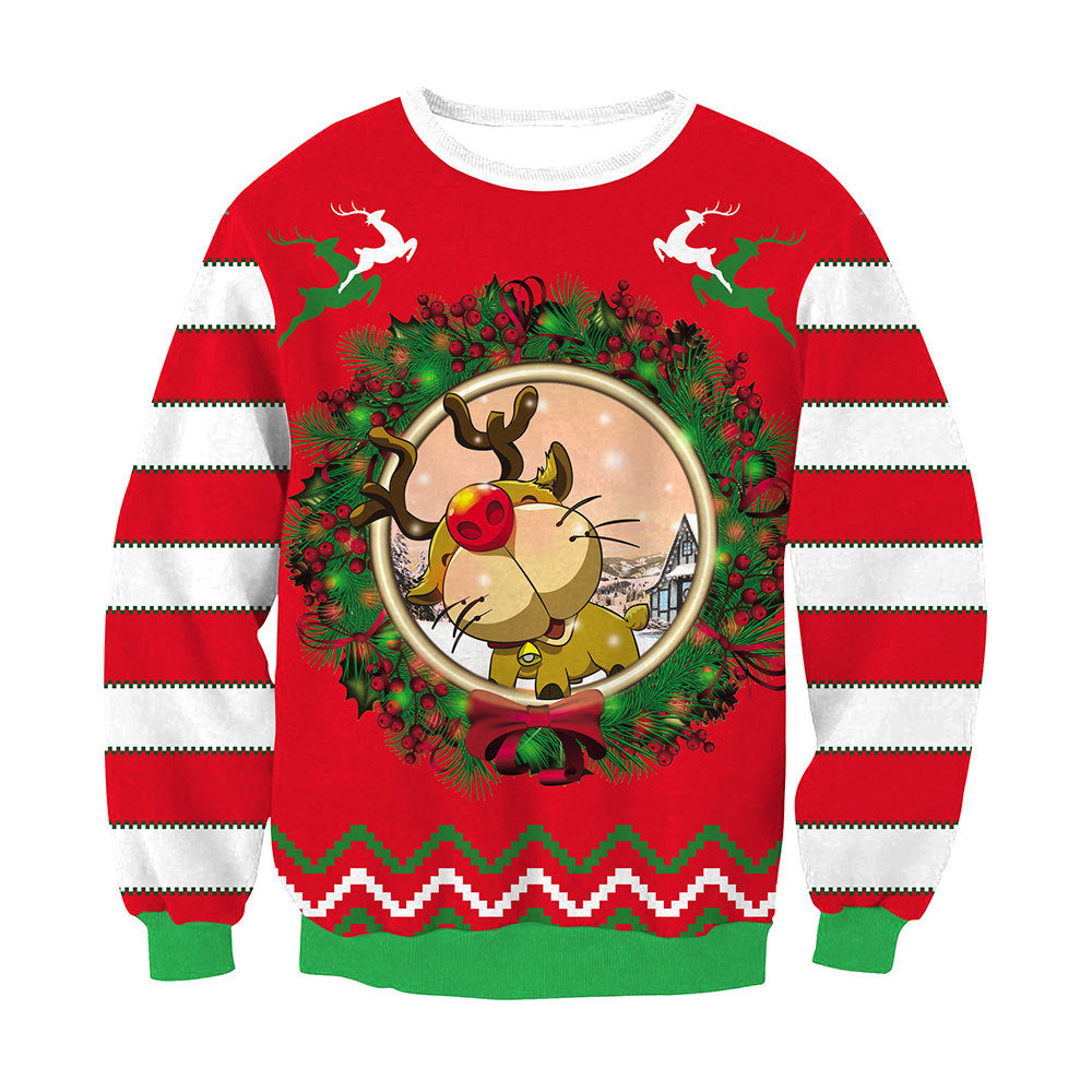 Christmas Cute Elk Crew Neck Couple Sweater