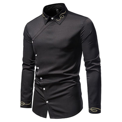 Men's Hollow Out Trend Embroidered Irregularity Long Sleeves Westen Cowboy Shirts