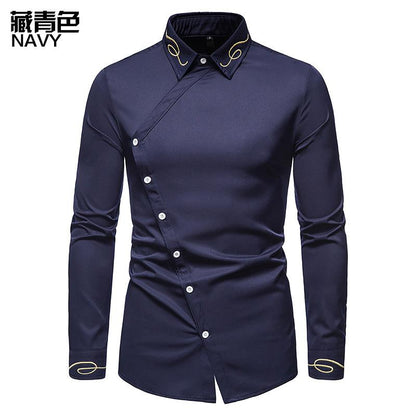 Men's Hollow Out Trend Embroidered Irregularity Long Sleeves Westen Cowboy Shirts