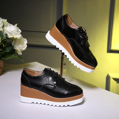 Women Wedges Lace Up Oxfords Platform Shoes