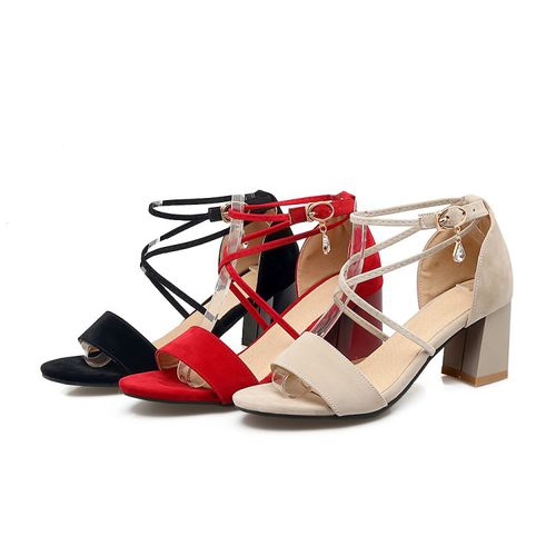 Women Strappy High Heel Chunky Sandals