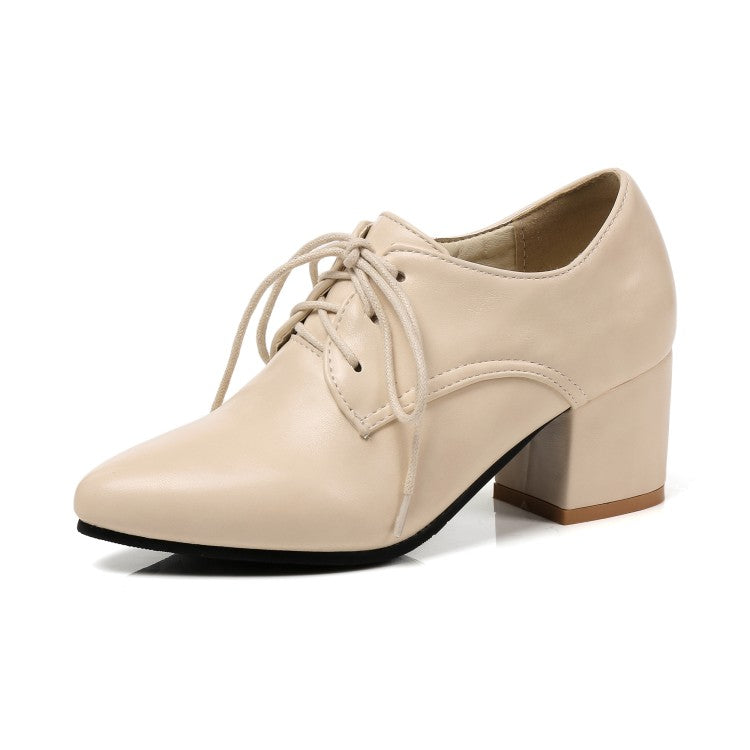 Lace Up Women Pumps Jelly Shoes Chunky Heel 4589 – Shoeu