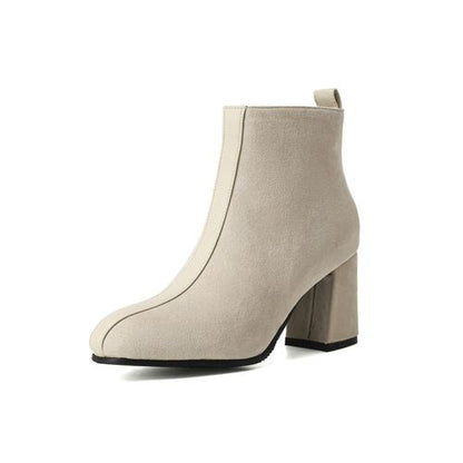 Round Toe Women's High Heeled Ankle Boots