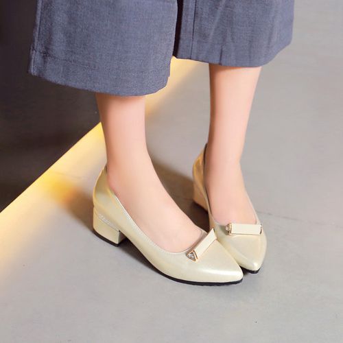 Women Pointed Toe Chunky Heels Pumps