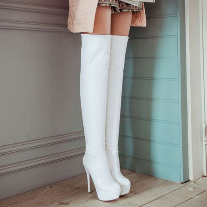 Women High Heel Platform Thigh High Boots