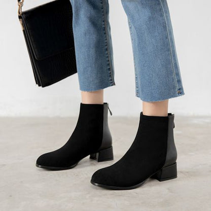 Women Zip Low Heels Short Boots