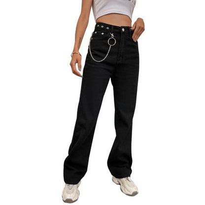 Womens Solid Color Jeans Long Pants