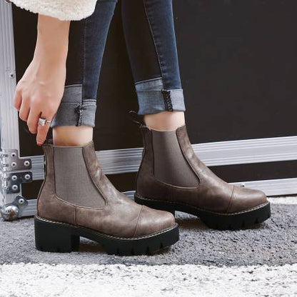 Black Ankle Boots High Heels Shoes Woman