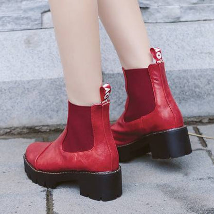 Black Ankle Boots High Heels Shoes Woman