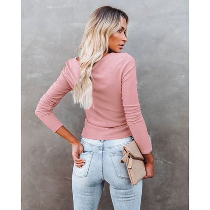 Womens Drawstring Solid Color Long Sleeve Sweater