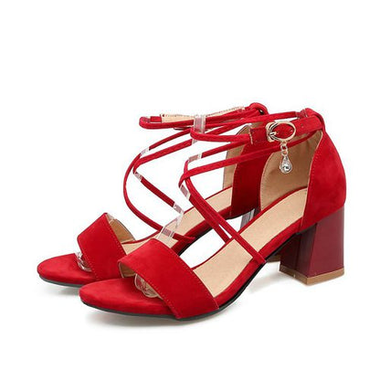 Women Strappy High Heel Chunky Sandals