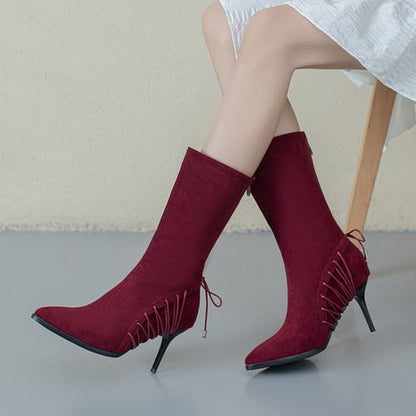 Women High Heels Mid Calf Boots