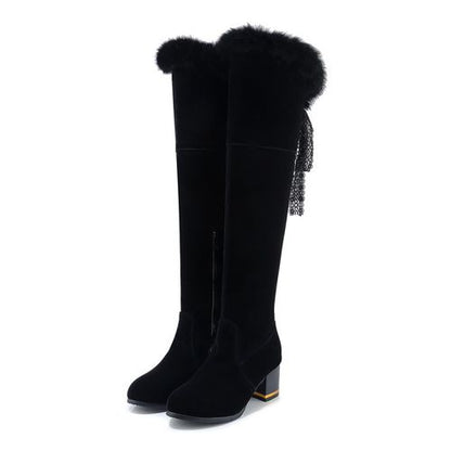 Women Fur High Heels Tall Boots