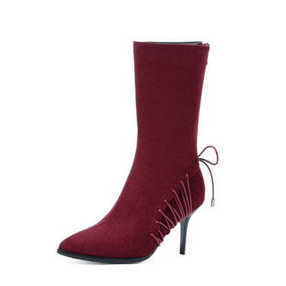 Women High Heels Mid Calf Boots