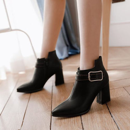 Women Pointed Toe High Heels Short Boots