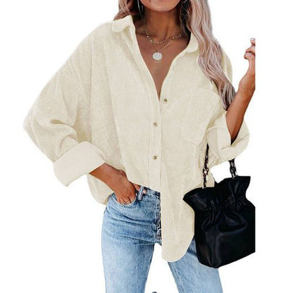 Womens Oversize Long Seelved Blouse Shirt